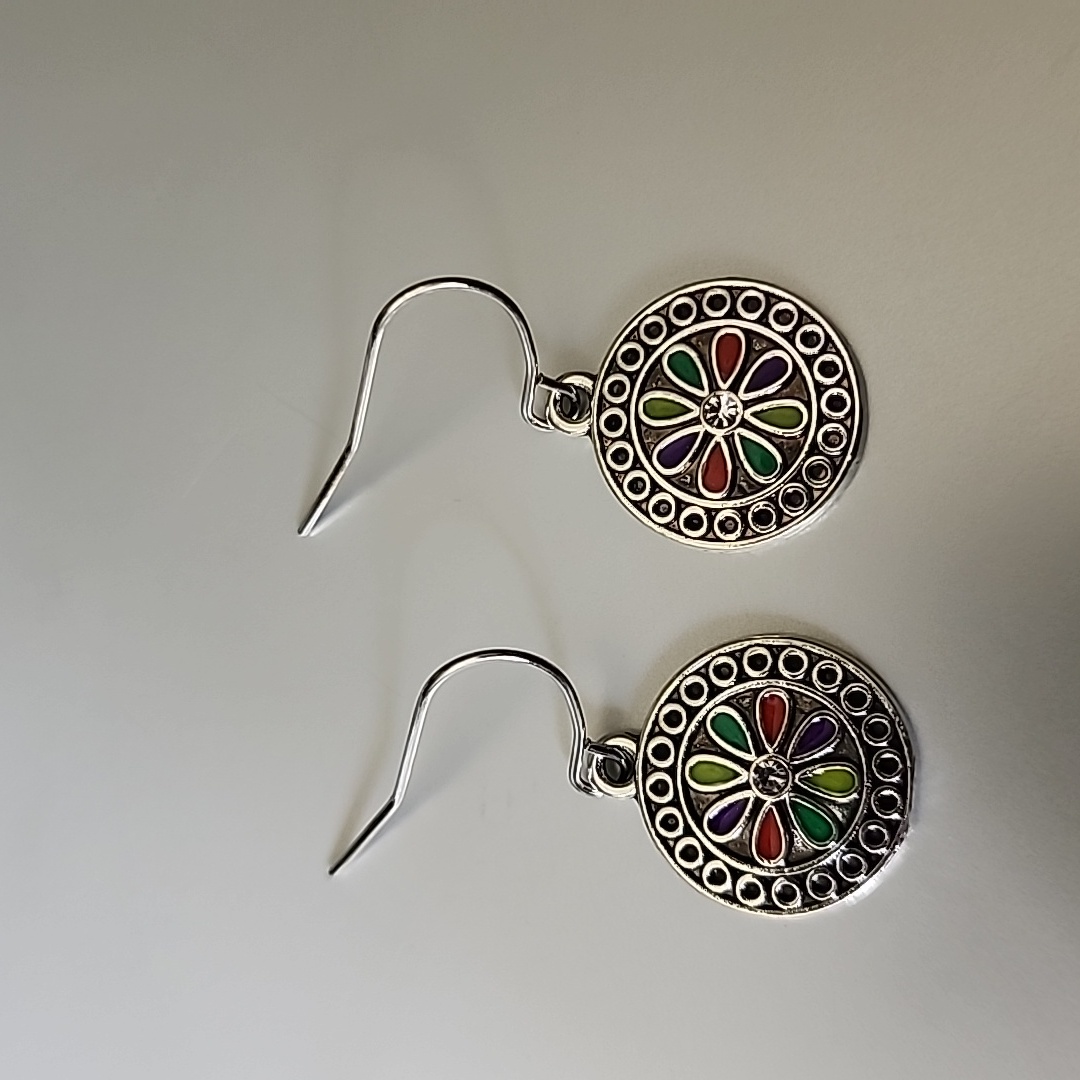 Colorful Mini Boho Disc Drop Sparkle Earrings